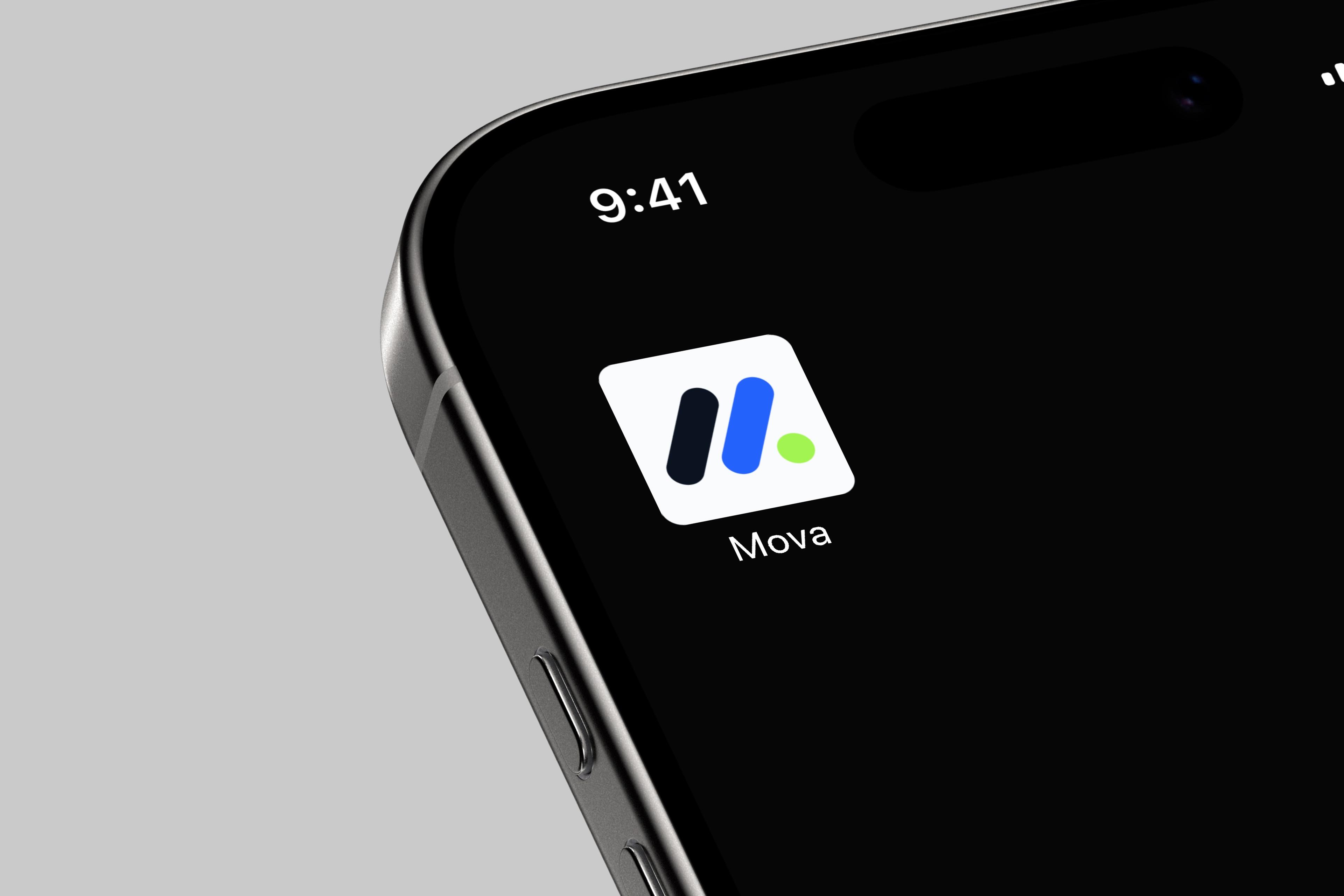 The Mova app icon on an iPhone home screen